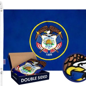 Utah State Flag 210D Embroidered Polyester 3x5 Ft - Double Sided 2ply