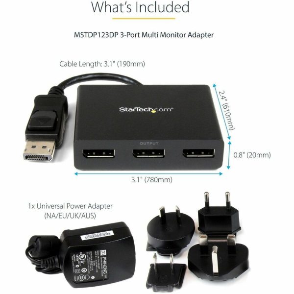 StarTech.com 3-Port DisplayPort 1.2 Splitter, DisplayPort to 3x DP Multi-Monitor Adapter, Dual 4K 30Hz and 1080p Computer MST Hub, Windows - Image 4