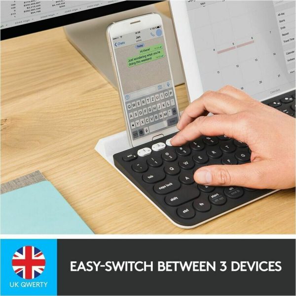 Logitech K780 Multi-Device Wireless Keyboard for Windows, Wireless 2.4GHz, Bluetooth, Smartphone and Tablet Cradle - Image 2