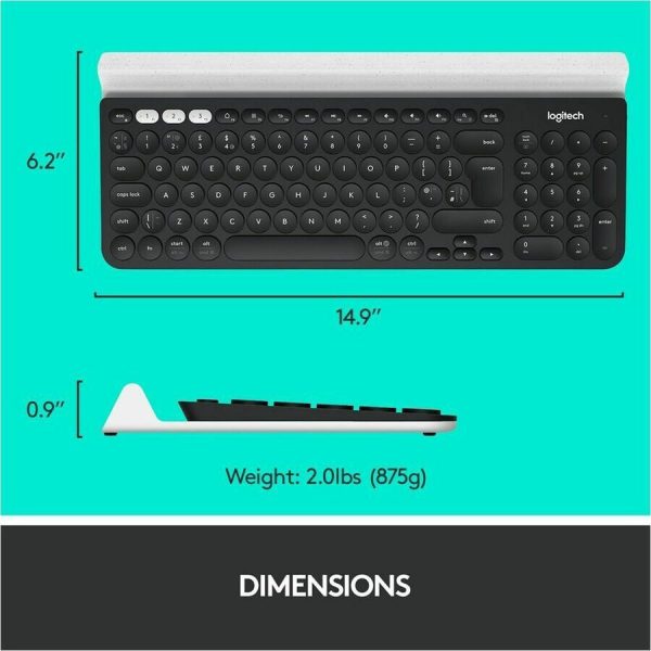 Logitech K780 Multi-Device Wireless Keyboard for Windows, Wireless 2.4GHz, Bluetooth, Smartphone and Tablet Cradle - Image 6