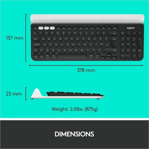 Logitech K780 Multi-Device Wireless Keyboard for Windows, Wireless 2.4GHz, Bluetooth, Smartphone and Tablet Cradle - Image 7