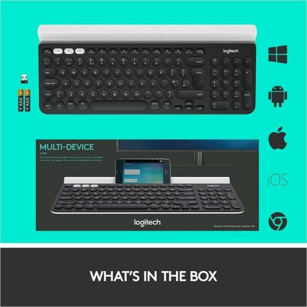 Logitech K780 Multi-Device Wireless Keyboard for Windows, Wireless 2.4GHz, Bluetooth, Smartphone and Tablet Cradle - Image 8
