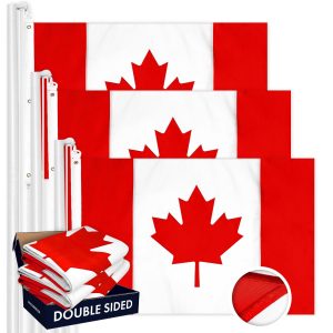 G128 3 Pack: Canada Canadian Flag | 6x10 Ft | Double ToughWeave Series Double Sided Embroidered 210D Polyester | Country Flag, Embroidered Design, Indoor/Outdoor, Brass Grommets, Heavy Duty, 3-ply