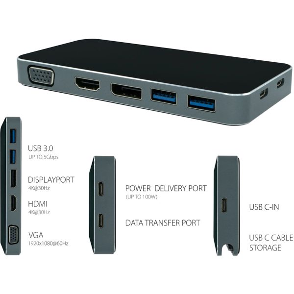 VisionTek VT200 USB-C Portable Dock - Dual Display - 100W Power Passthrough - Image 4