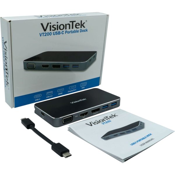 VisionTek VT200 USB-C Portable Dock - Dual Display - 100W Power Passthrough - Image 5