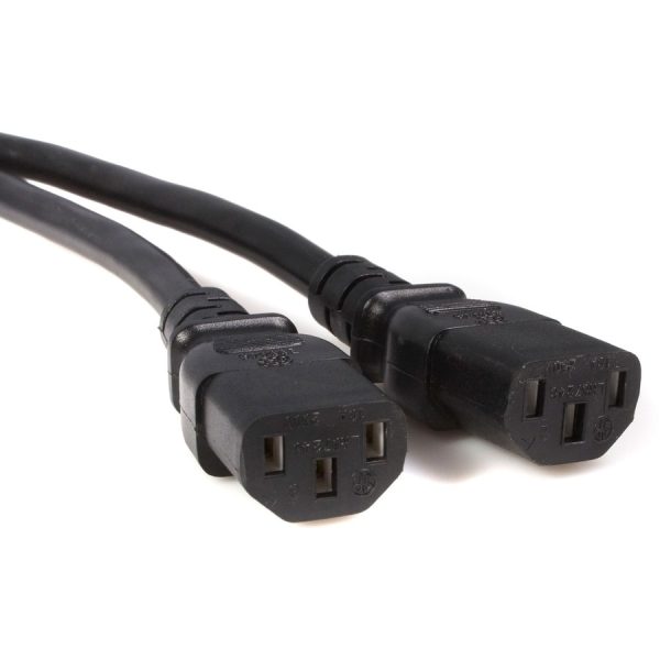 StarTech.com 10ft (3m) Power Extension Cord Splitter, C14 to 2x C13, 13A 250V, 16AWG, Computer Power Cord Extension, Power Extension Cable - Image 2