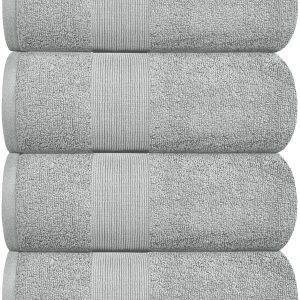 Resort Collection Soft Bath Towels | 28x55 Luxury Hotel Plush & Absorbent Cotton Bath Towel Large [4 Pack Dolphin Grey]