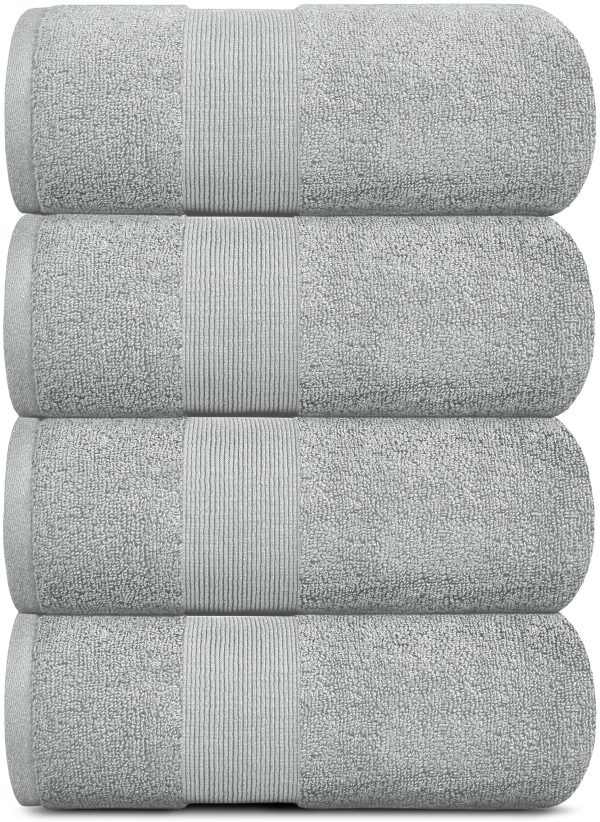 Resort Collection Soft Bath Towels | 28x55 Luxury Hotel Plush & Absorbent Cotton Bath Towel Large [4 Pack Dolphin Grey]