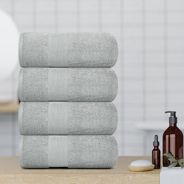 Resort Collection Soft Bath Towels | 28x55 Luxury Hotel Plush & Absorbent Cotton Bath Towel Large [4 Pack Dolphin Grey] - Image 5