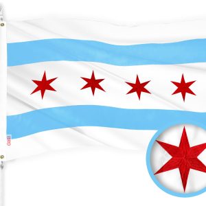 Chicago City Flag 2x3FT Embroidered 300D Polyester Illinois