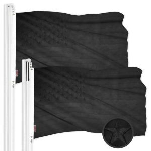 G128 2 Pack: All Black American USA US Flag 3x5 ft Embroidered Stars Sewn Stripes Brass Grommets