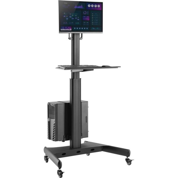 StarTech.com Mobile Standing Workstation with Monitor Mount, CPU/PC Holder, Height Adjustable Desktop Computer Cart, Standing Workstation - Image 10