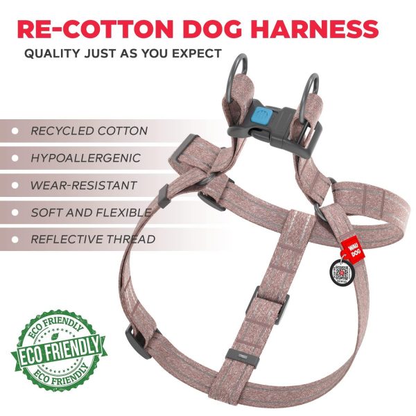 WAUDOG Re Cotton Dog Harness Eco Friendly Dog Harness for Small Dogs Medium & Large Dogs   Reflective Dog Harness with QR ID Tag   Puppy Harness with Adjustable Size for Male & Female Dogs - Image 2