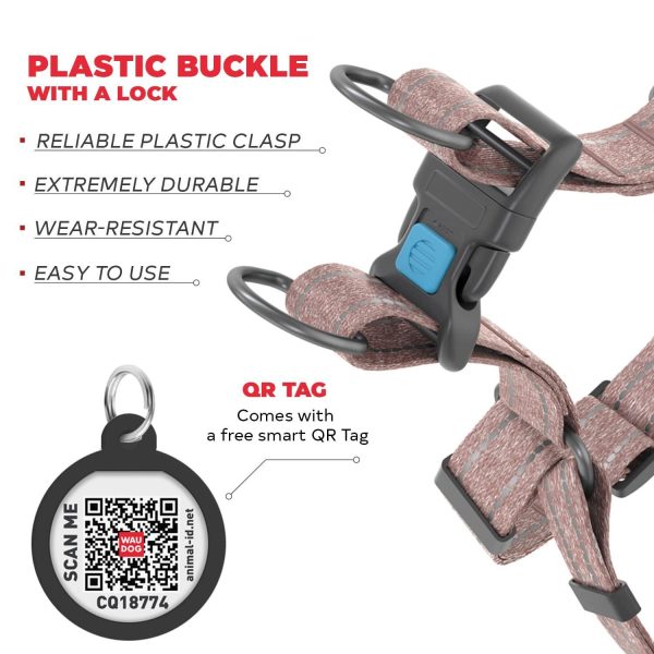 WAUDOG Re Cotton Dog Harness Eco Friendly Dog Harness for Small Dogs Medium & Large Dogs   Reflective Dog Harness with QR ID Tag   Puppy Harness with Adjustable Size for Male & Female Dogs - Image 3