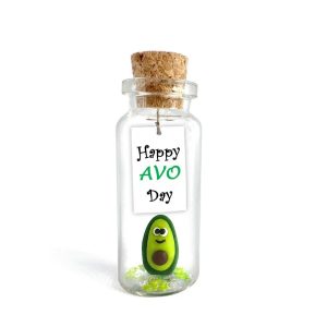 Tiny Magical Message in a Bottle Gift Idea Classy Inspirational Gifts for Him and Her Unique Presents for Women and Men (Green Avocado Happy Avo Day Gift Bottle)