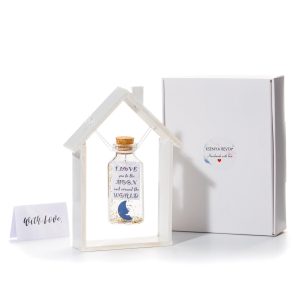 Anniversary Present for Her & Him Valentines Day Romantic Gift to Boyfriend Girlfriend Message I Love You Gifts Wife Husband (Moon in Big Bottle I Love You In Wooden Frame)