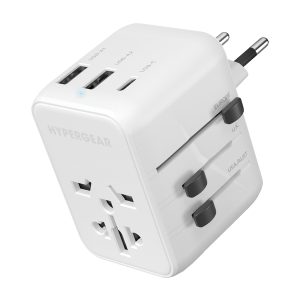 HyperGear 15823 WorldCharge Universal Travel Adapter with USB/USB-C (White)