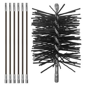 Chromex ADX1-1027 18-Ft. Chimney Cleaning Kit with Six 3-Ft. Fiberglass Rods, Premium Poly Brush, and 1/4-In. NPT Fittings (6 In. Brush)