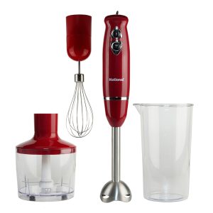 National NA-3104HB RED 500-Watt Multi-Purpose 4-in-1 Immersion Blender with Attachments (Red)