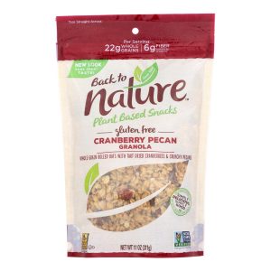 Back To Nature Cranberry Pecan Granola - Whole Grain Rolled Oats with Tart Cranberries and Crunchy Pecans - Case of 6 - 11 oz.