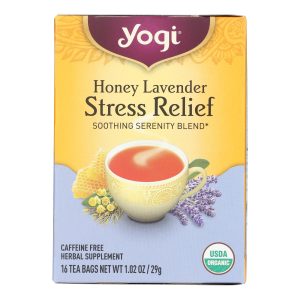 Yogi Stress ReliefHerbal Tea Caffeine Free Honey Lavender - 16 Tea Bags - Case of 6