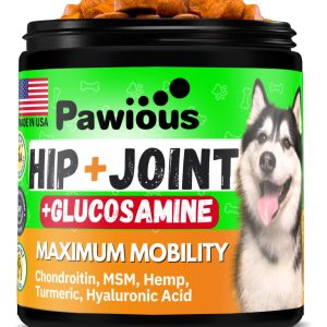 Pawious Hip and Joint Supplement for Dogs   Glucosamine for Dogs   Dog Joint Pain Relief   Chondroitin MSM Hemp Treats   Advanced Support Dog Joint Supplement Health   Mobility Support Chews
