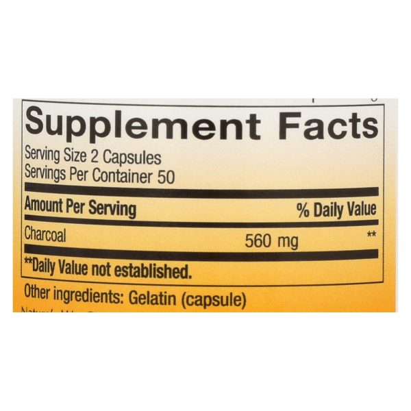 Nature's Way - Activated Charcoal - High Potency - 100 Capsules - Image 2