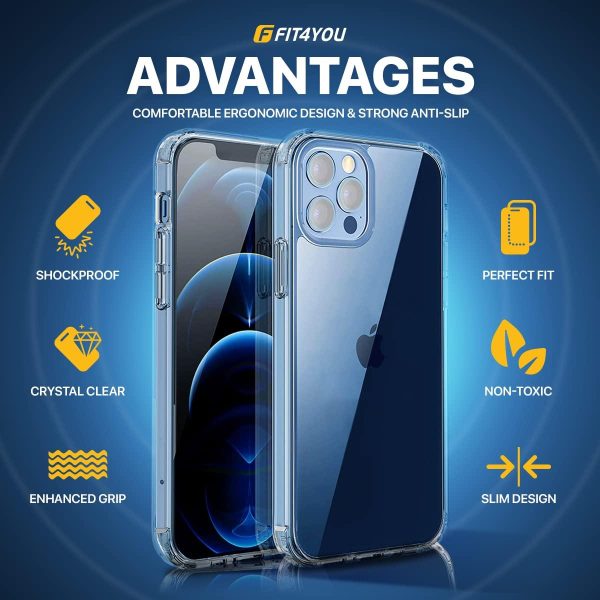 Crystal Clear Case for iPhоne 12 Pro Max – Thin Clear Protective Phone Cover with Slim TPU Back Shockproof Silicone Edges and Raised Bezels for Camera and Screen Protection - Image 6