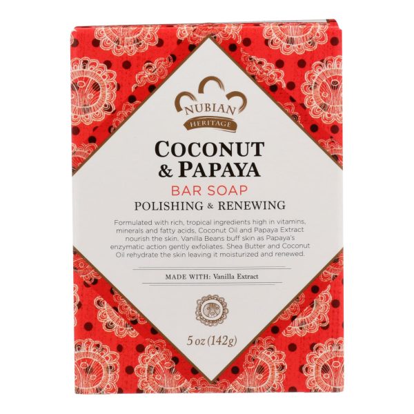Nubian Heritage Bar Soap Coconut And Papaya with Vanilla Beans - 5 oz - Image 2