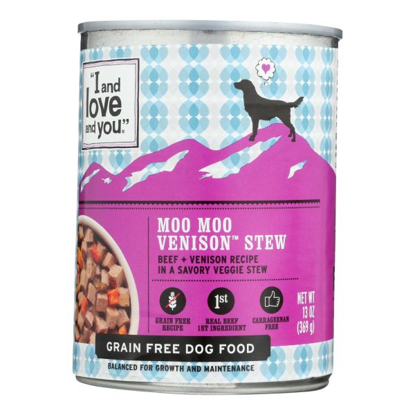 I And Love And You Dog Canned Food Moo Moo Venison Stew  - Case of 12 - 13 OZ - Image 2