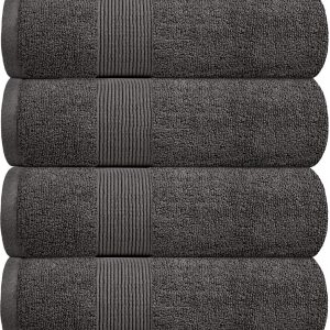 Resort Collection Soft Hand Towels | 16x27 Luxury Hotel Plush & Absorbent Cotton Hand Towel [6 Pack Charcoal]