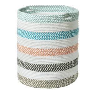 Recycled Cotton Laundry Basket Woven Rope Blanket Storage Basket Toys Towels Laundry and Living Room Organization 15x15x17.7 Eco Friendly and StylishMulticolor Melange