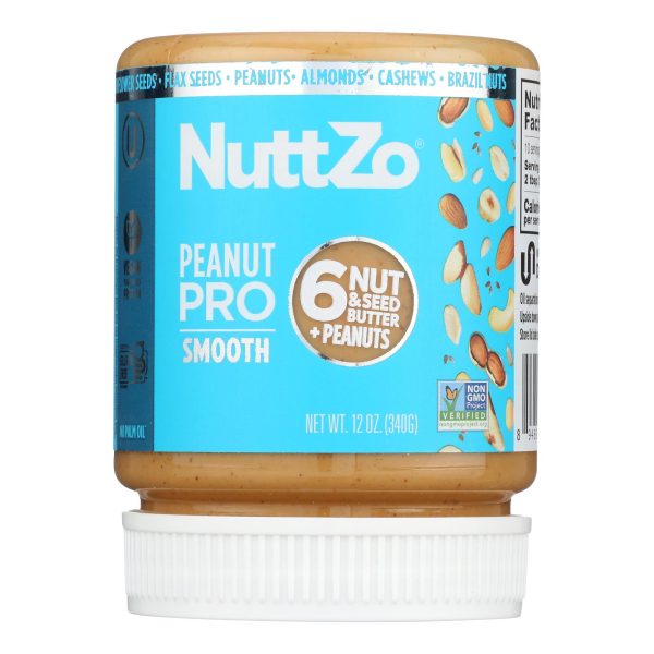 Nuttzo Peanut Butter, Smooth  - Case of 6 - 12 OZ - Image 2