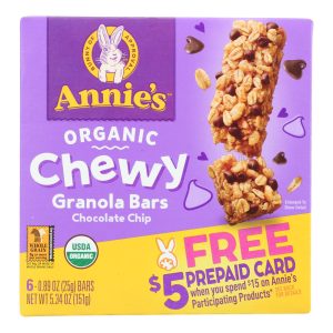 Annie's Homegrown Organic Chewy Granola Bars Chocolate Chip - Case of 12 - 5.34 oz.