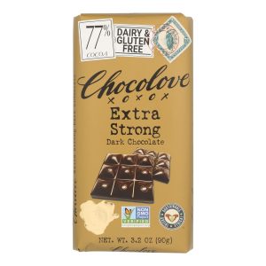 Chocolove Xoxox - Premium Chocolate Bar - Dark Chocolate - Extra Strong - 3.2 oz Bars - Case of 12