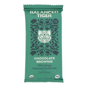 Balanced Tiger - Bar Part Chaga Chocolate Brownie - Case of 12 - 1.55 Ounces
