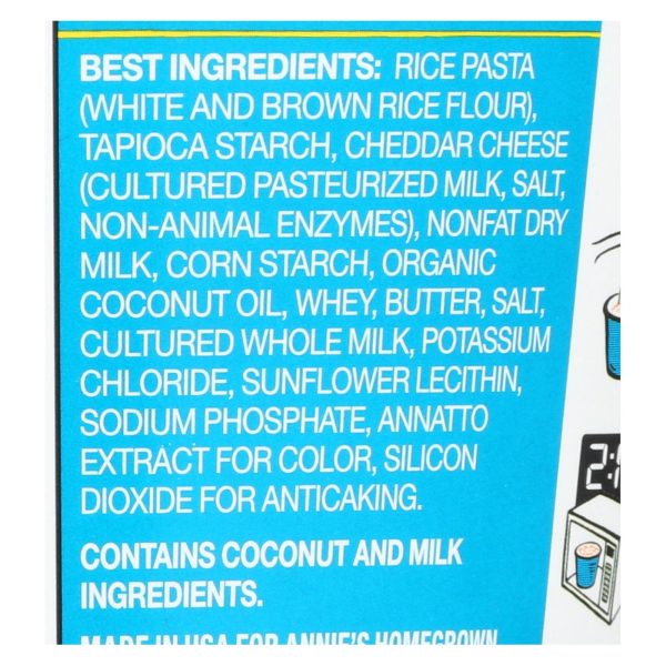 Annie's Homegrown Gluten Free Rice Pasta and Cheddar Microwavable Mac and Cheese Cup - Case of 12 - 2.01 oz. - Image 3