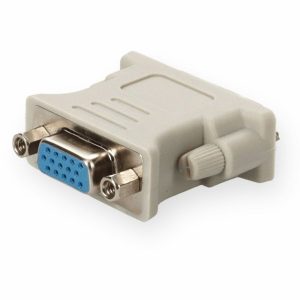 DVI-I (29 pin) Male to VGA Female White Adapter For Resolution Up to 1920x1200 (WUXGA)