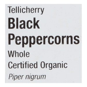 Frontier Herb Peppercorns Organic Whole Black Tellicherry Grade - Single Bulk Item - 1LB