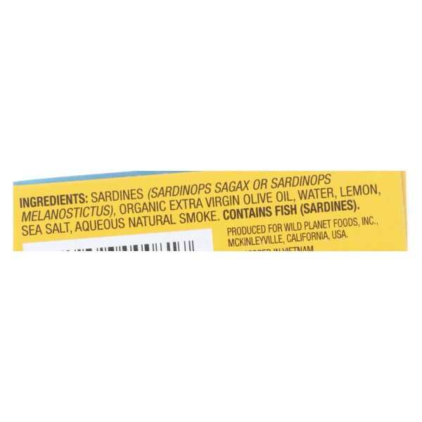 Wild Planet Sardines in Oil - Lemon - Case of 12 - 4.375 oz.