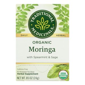 Traditional Medicinals Herb Tea - Organic - Moringa Spearmint Sage - Case of 6 - 16 BAG