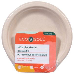 Ecosoul - Round Plates Bagasse - Case of 8-20 CT