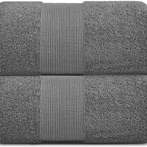 Resort Collection Soft Bath Sheet Towels | 35x70 Oversize Large Luxury Hotel Plush & Absorbent Cotton Bath Sheet [2 Pack Smoke Grey]