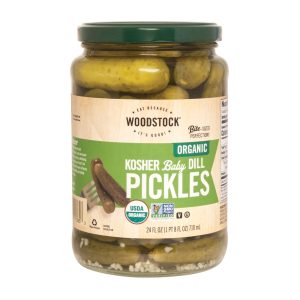 Woodstock Organic Kosher Baby Dill Pickles - Case of 6 - 24 OZ