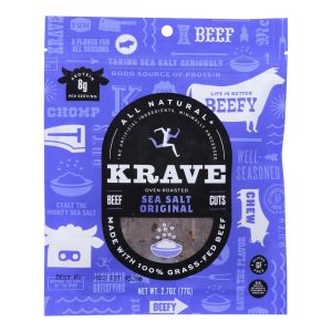 Krave Beef Jerky - Sea Salt Original - Case of 8 - 2.7 oz