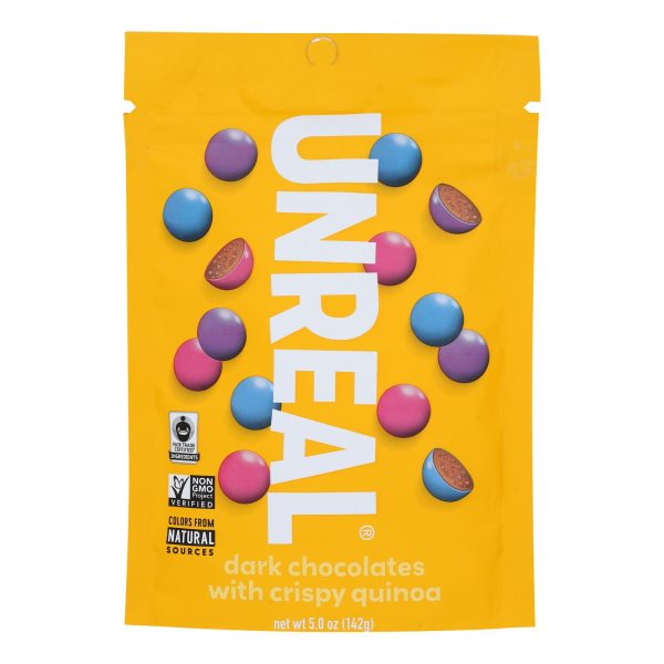 Unreal - Crispy Quinoa Chocolate Gems - Dark Chocolate - Case of 6 - 5 oz.