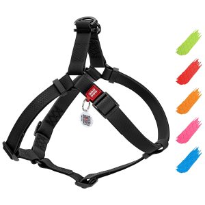 Waterproof Dog Harness   Adjustable Dog Harness for Large Dogs Small and Medium Dogs   Heavy Duty Dog Harness with Durable Metal Clasp and QR Dog Tag   Boy & Girl Dog Harness   Black (16 22in)