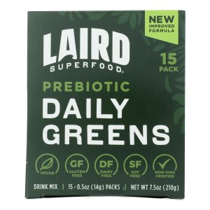 Laird Superfood - Daily Greens Prebiotic 15 count - Case of 6-7.5 ounces