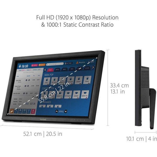 ViewSonic TD2223 22 Inch 1080p 10-Point Multi IR Touch Screen Monitor with Eye Care HDMI, VGA, DVI and USB Hub - Image 8