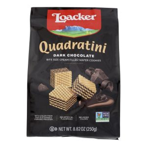 Loacker Quadratini Dark Chocolate Wafer Cookies  - Case of 6 - 8.82 OZ